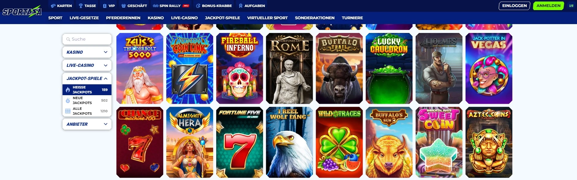 Riesige Jackpot-Slots im Sportaza Casino