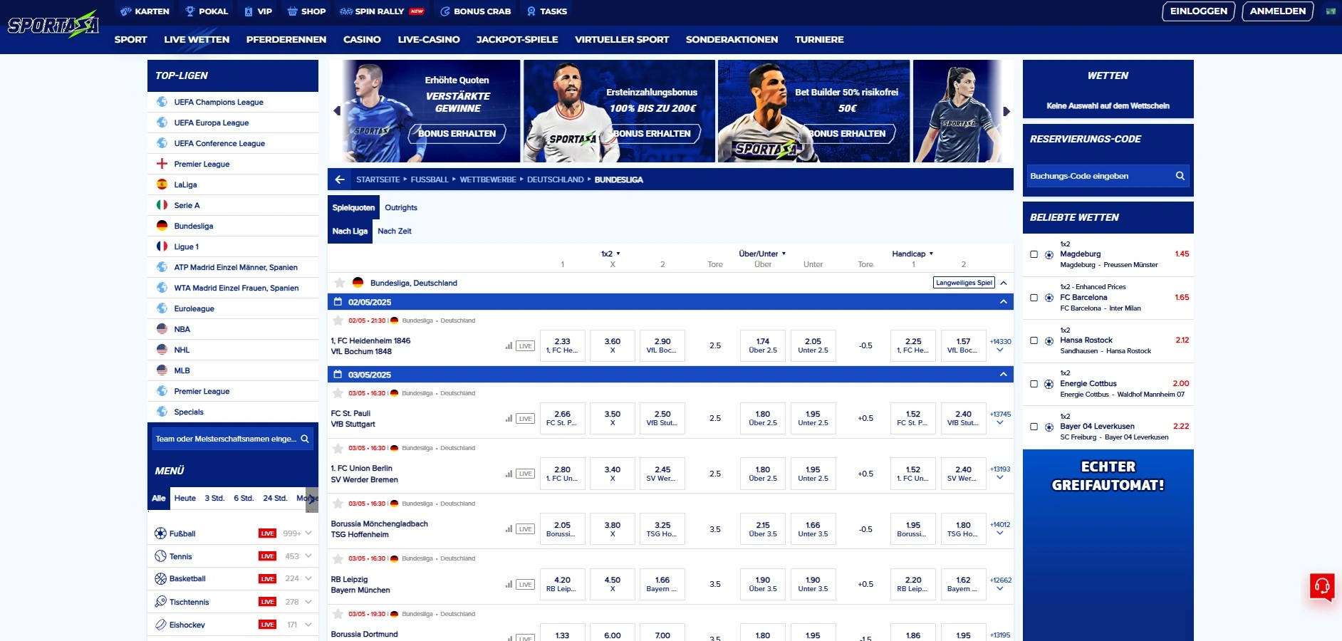 Sportwetten bequem vor Spielbeginn bei Sportaza platzieren