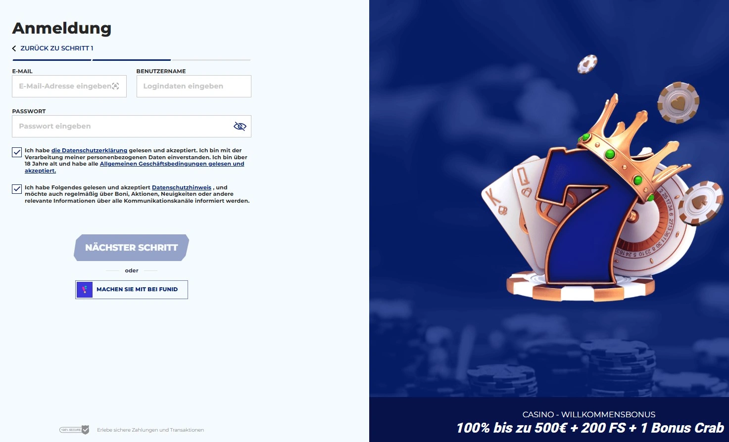 Konto bei Sportaza Casino erstellen und sofort loslegen